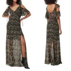 French Connection Hallie Floral Cold Shoulder Crinkle Floral Maxi Dress SZ 8 NWT